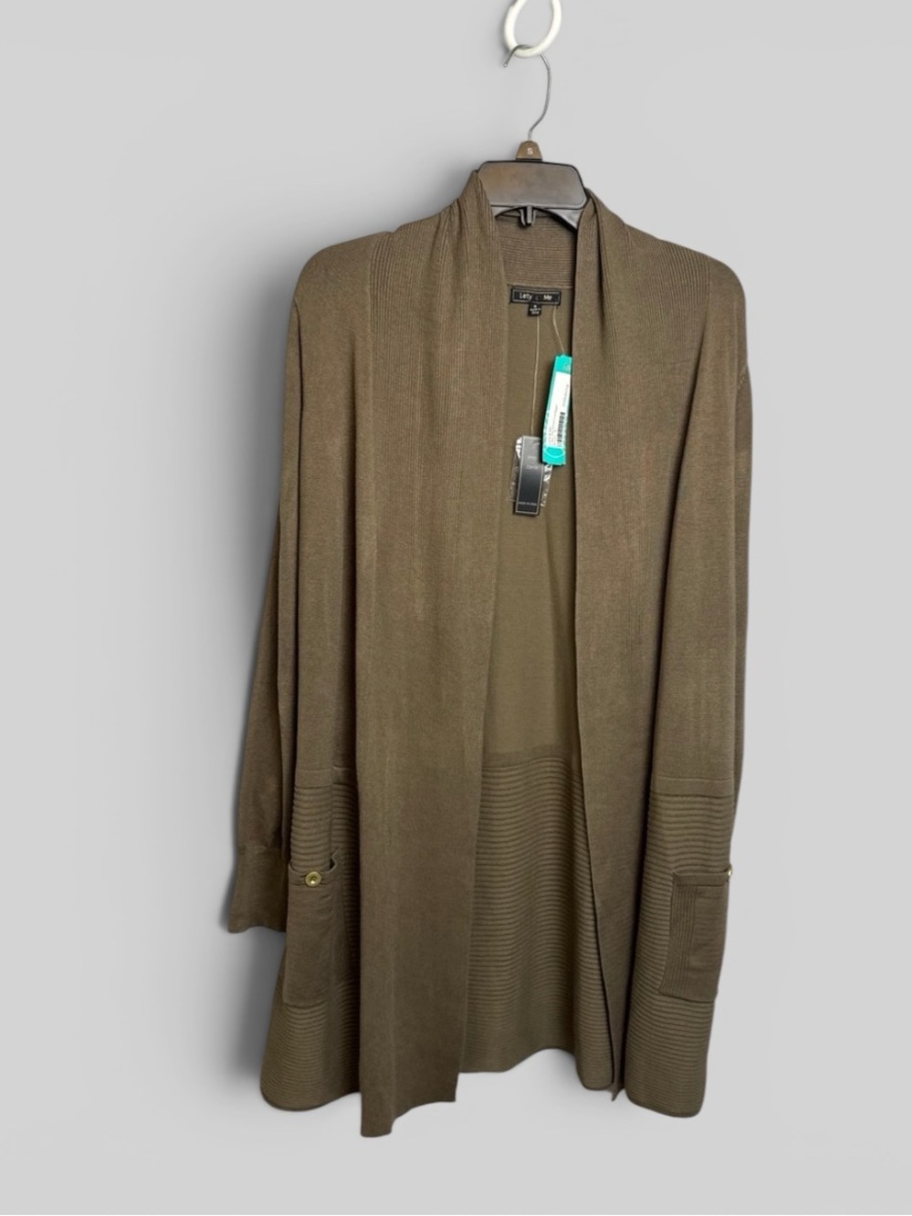 Lety & Me New open front olive green khaki cardigan sweater Small stitch fix